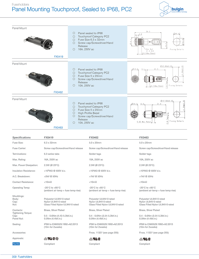 FX0417 后備式IP68保險(xiǎn)絲座選型