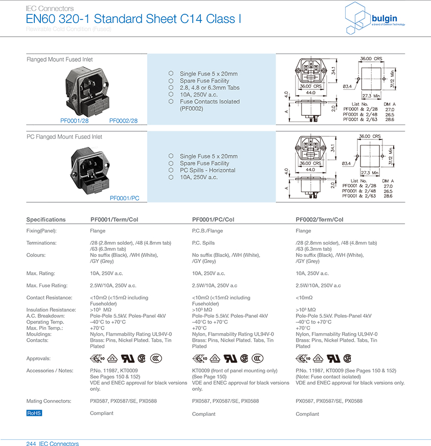 法蘭安裝及有保險(xiǎn)絲座插座PF0001/PC選型