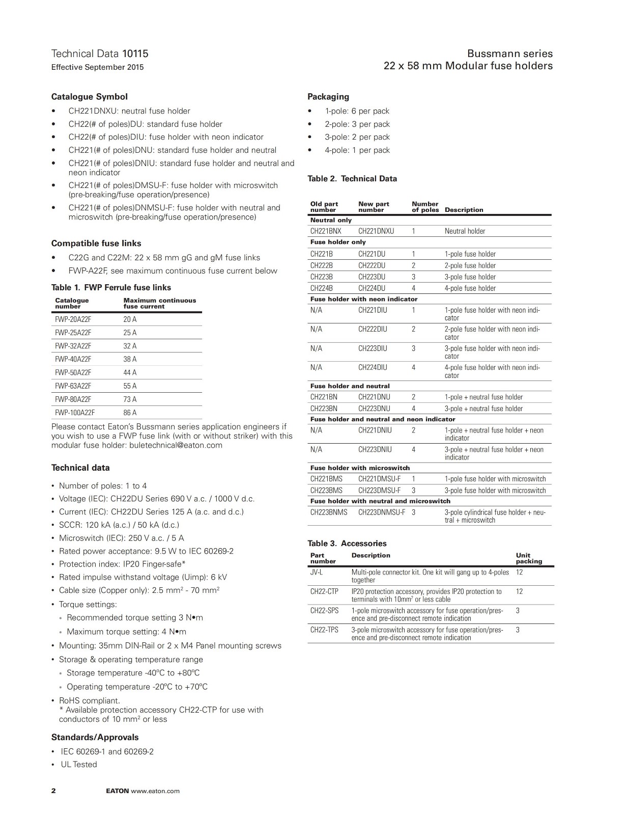 CH221DU系列熔斷器座型號